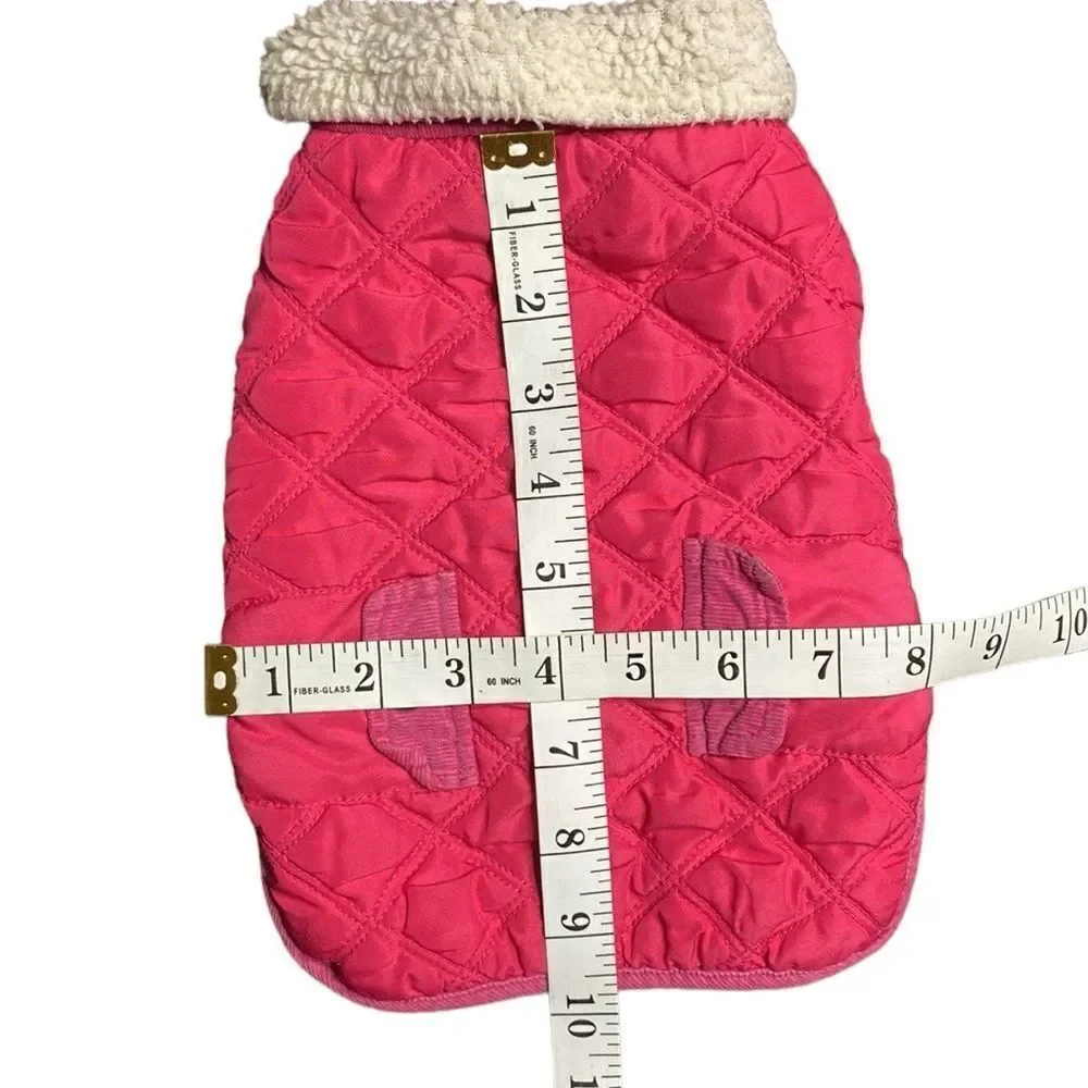 PUP CREW Fleece Lined Pink Quilted Dog Jacket